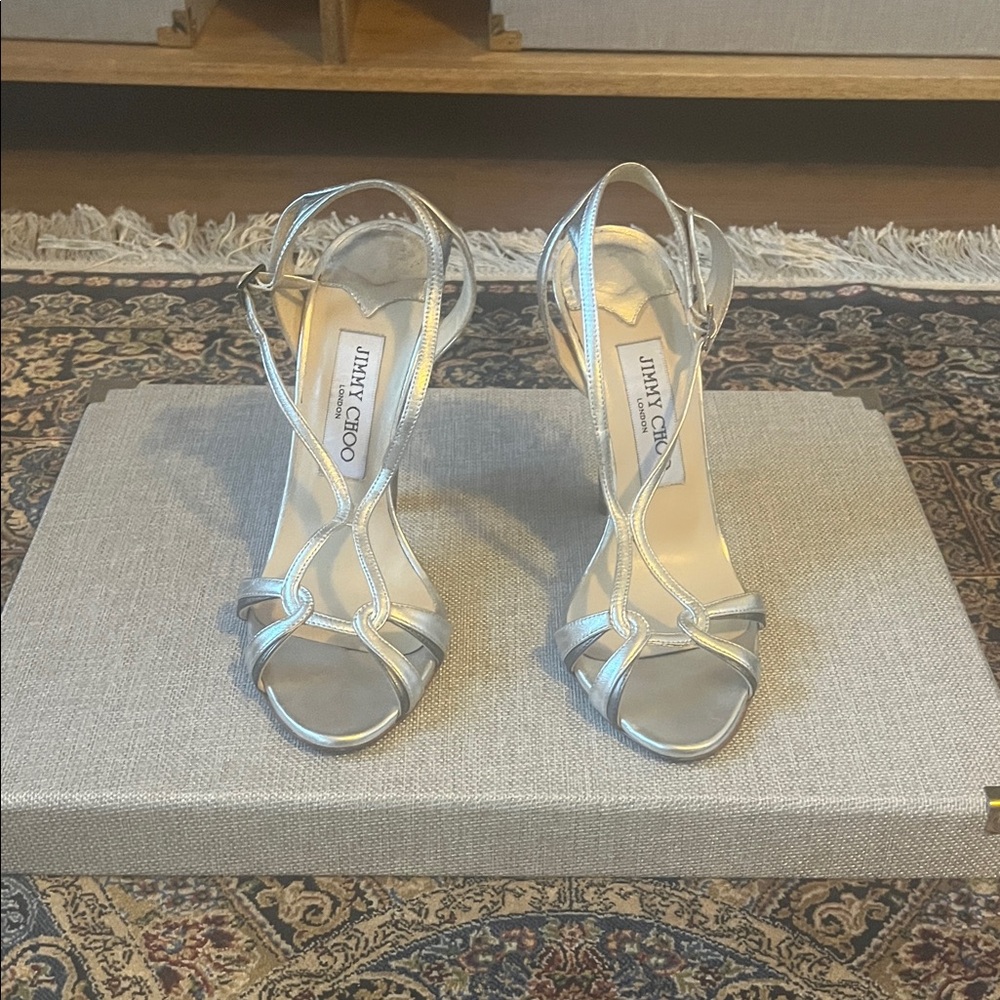 Jimmy Choo Metallic Silver Heels